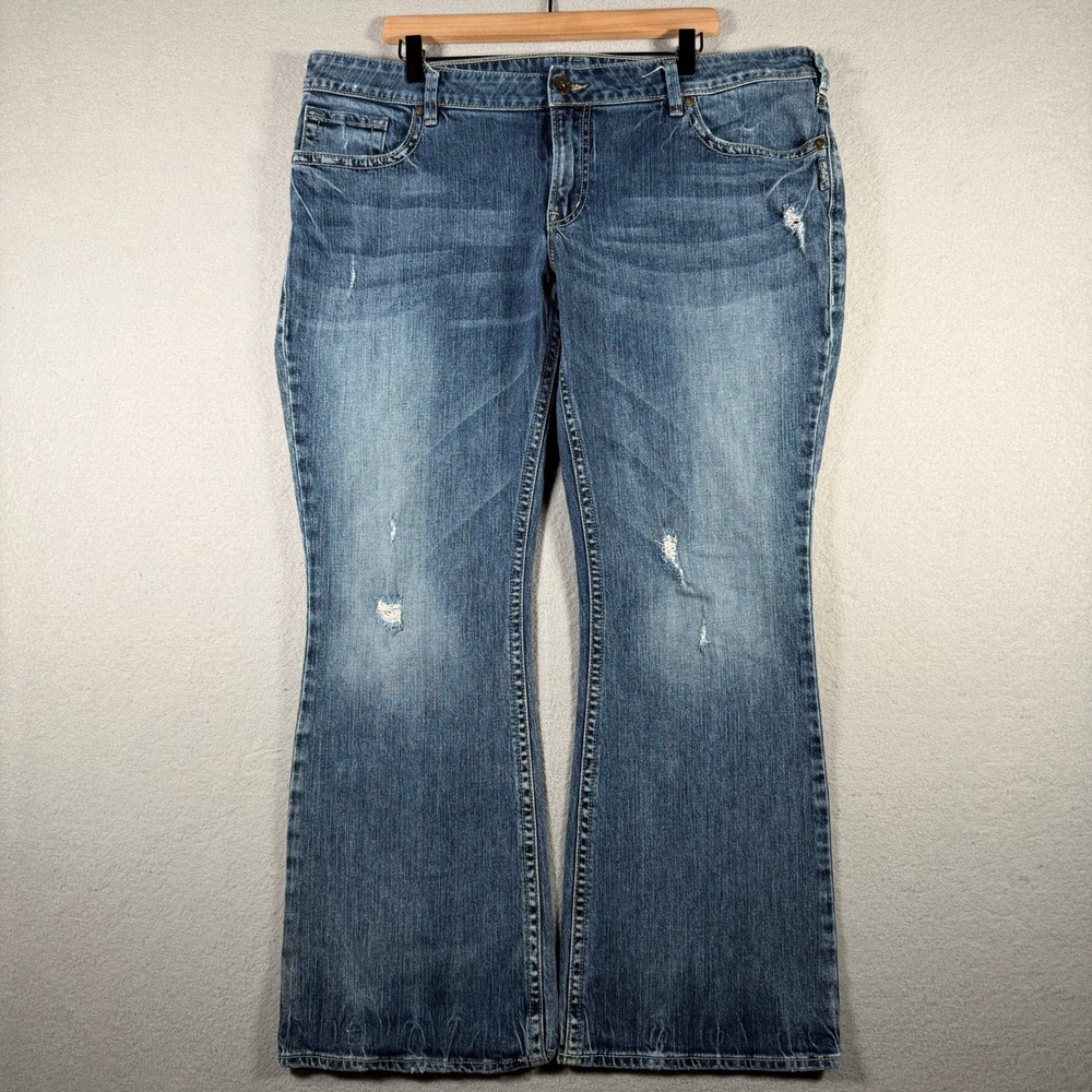 Silver Jeans Co Aiko Mid Rise Bootcut Distressed Denim Blue W20 L31 L9528SCM224W
